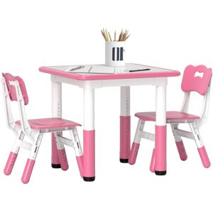 MHSTAR UK LTD AIYAPLAY Kids Table and Chair Set, Height Adjustable Toddler Table and Chair Set, 3 Pieces Children Activity Table with 2 Chairs, for Playroom, Bedroo