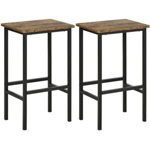 MHSTAR UK LTD HOMCOM Industrial Bar Stools, Set of 2 Kitchen Breakfast Bar Chairs with Footrest, Counter Height Island Stools for Dining Area, Home Pub, Rustic Brow