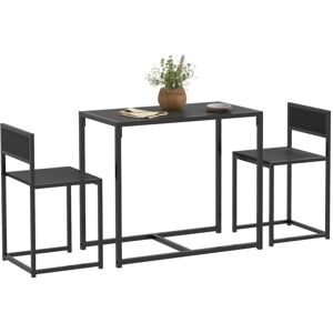 MHSTAR UK LTD HOMCOM Dining Table and Chairs Set 2, Dining Room Sets, Rectangular Space Saving Table and 2 Chairs for Compact Kitchens, Steel Frame, Black