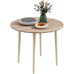 MHSTAR UK LTD HOMCOM Folding Dining Table for 4, Round Drop Leaf Table, Modern Space Saving Small Kitchen Table with Wood Legs for Dining Room, Natural