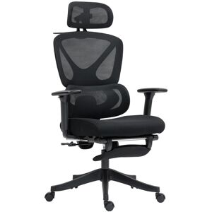 MHSTAR UK LTD HOMCOM Executive Office Chair, Ergonomic Mesh Desk Chair with 3D Armrests, Rotatable Headrest, Adjustable Lumbar Support, Recliner Computer Swivel Cha