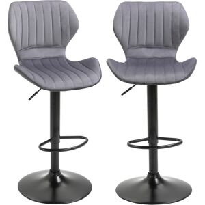 MHSTAR UK LTD HOMCOM Bar Stool Set of 2 Fabric Adjustable Height Swivel Counter Chairs