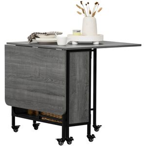MHSTAR UK LTD HOMCOM Mobile Drop Leaf Table Folding Kitchen Table Extendable Dining Table