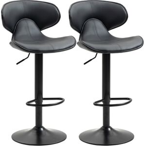 MHSTAR UK LTD HOMCOM Adjustable Swivel Bar Stools Set of 2, Barstools for Counter Bar, Grey