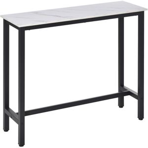 MHSTAR UK LTD HOMCOM Bar Table Breakfast Marble Grain Dining Table Coffee Table with Adjustable Footpads, 120x40x100cm, White & Black