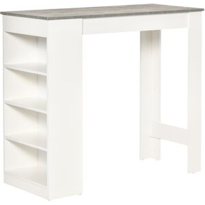 MHSTAR UK LTD HOMCOM Bar Table Coffee Table Kitchen Dining Table with 4-Tier Shelf Grey