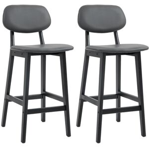 MHSTAR UK LTD HOMCOM Set of 2 Faux Leather Bar Stools, Dark Grey