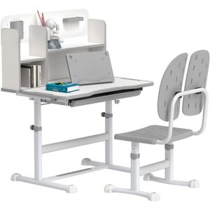 MHSTAR UK LTD AIYAPLAY Kids Desk and Chair Set, Height Adjustable Children School Study Desk, Student Writing Desk with Tiltable Desktop Drawer, Pen Slot, Reading R