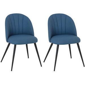 MHSTAR UK LTD HOMCOM Velvet Dining Chairs Set of 2, Modern Upholstered Kitchen Chairs with Metal Legs, Shell Backrest and Padded Seat for Dining Room, Bedroom, Livi