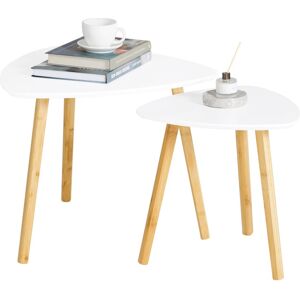 SoBuy Commercial GmbH SoBuy FBT74-W, Nesting Tables, Set of 2 Side Tables, Living Room Tables Coffee Tables, White