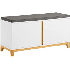 SoBuy Commercial GmbH SoBuy FSR117-W, Hallway Storage Bench Shoe Cabinet with 2 Doors and Seat Cushion, White
