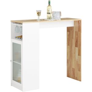 SoBuy Commercial GmbH SoBuy FWT99-WN, Kitchen Breakfast Bar Table Dining Table Coffee Bar with Storage Cupboard, White