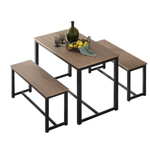 SoBuy Commercial GmbH SoBuy OGT25-N, Dining Set - Dining Table and 2 Benches, Modern Industrial Design 3 Pieces Dining Room Furniture, Wood SoBuy Commercial GmbH SoBuy OGT25-N, Dining Set - Dining Table and 2 Benches, Modern Industrial Design 3 Pieces Dining Room Furniture, Wood