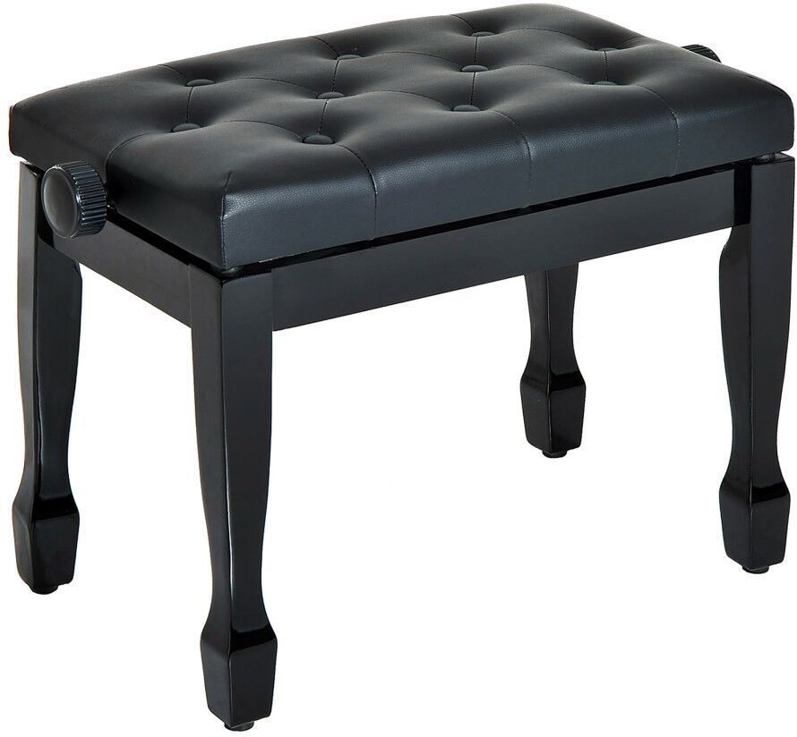 MHSTAR UK LTD HOMCOM Faux Leather Piano Stool Height Adjustable Seat Keyboard Bench Black