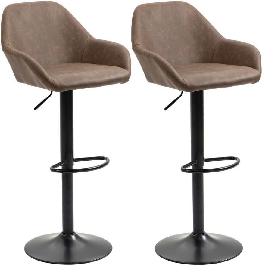 MHSTAR UK LTD Adjustable Bar Stools Set of 2 - Dark Brown