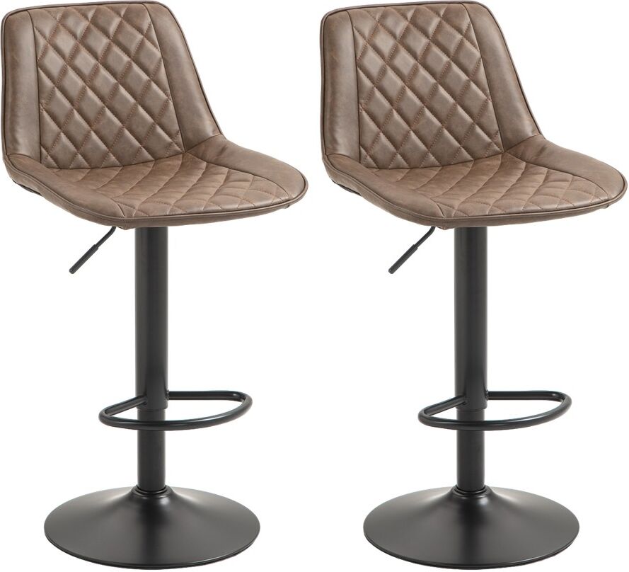 MHSTAR UK LTD HOMCOM Set of 2 Adjustable Swivel Bar Stools, Brown
