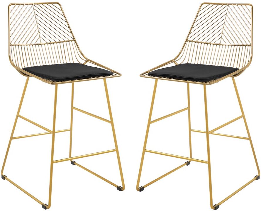 MHSTAR UK LTD HOMCOM Modern Counter Height Bar Stools Set of 2 pcs Wire Metal Barstools