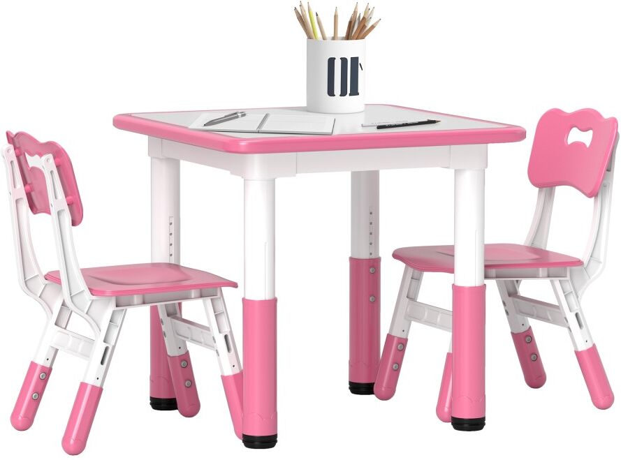 MHSTAR UK LTD AIYAPLAY Kids Table and Chair Set, Height Adjustable Toddler Table and Chair Set, 3 Pieces Children Activity Table with 2 Chairs, for Playroom, Bedroo