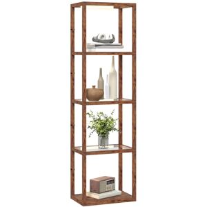 MHSTAR UK LTD HOMCOM LED Floor Lamp with Glass Shelves, 4 Layers Dimmable Tall Standing Lamp, Modern Column Shelf Floor Light for Living Room, Bedroom, Office, Rust