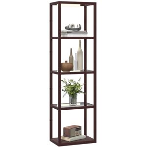 MHSTAR UK LTD HOMCOM LED Floor Lamp with Glass Shelves, 4 Layers Dimmable Tall Standing Lamp, Modern Column Shelf Floor Light for Living Room, Bedroom, Office, Dark