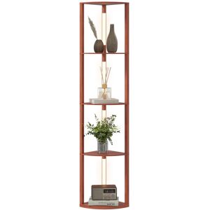 MHSTAR UK LTD HOMCOM LED Floor Lamp with shelves, Modern Corner Standing Lamp for Living Room, Bedroom, with Dimmable Warm White Lighting, Brown