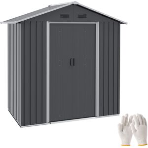 MHSTAR UK LTD Outsunny 6.5ft x 3.5ft Garden Storage Shed, Metal Shed for Outdoor Storage with Double Sliding Doors and 4 Vents, Dark Grey