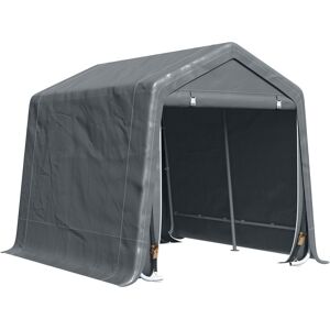 MHSTAR UK LTD Outsunny Garden Storage Tent, Heavy Duty Bike Shed, Patio Storage Shelter w/ Metal Frame and Double Zipper Doors, 2.8m x 2.4m x 2.4m, Dark Grey
