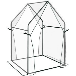 MHSTAR UK LTD Outsunny Mini Greenhouse, Garden Tomato Growhouse with 2 Zipped Doors, Portable Indoor Outdoor Green House, 90 x 90 x 145cm, Clear