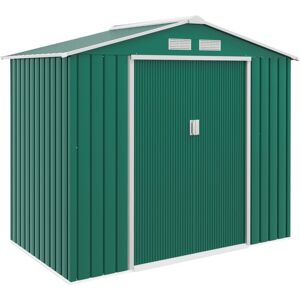 MHSTAR UK LTD Outsunny 7ft x 4ft Lockable Garden Metal Storage Shed Large Patio Roofed Tool Storage Building Foundation Sheds Box Outdoor Furniture, Green