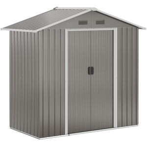 MHSTAR UK LTD Outsunny 6.5ft x 3.5ft Garden Storage Shed, Large Metal Shed for Outdoor Storage with Double Sliding Doors and 4 Vents, Grey