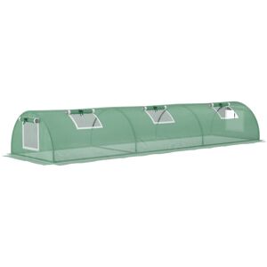 MHSTAR UK LTD Outsunny PE Mini Greenhouse, 3 M Portable Tunnel Green House with 5 Mesh Windows, Green Grow House Steel Frame for Indoor and Outdoor, Green
