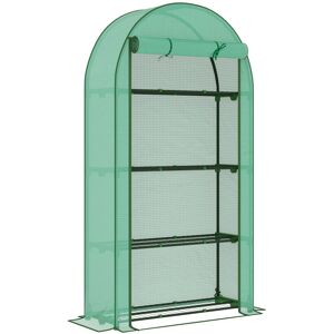 MHSTAR UK LTD Outsunny 4 Tier Mini Greenhouse with Reinforced PE Cover, Portable Small Greenhouse with Roll-Up Door, 105 x 45 x 160cm, Green
