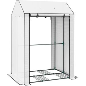 MHSTAR UK LTD Outsunny Mini Greenhouse with 4 Wire Shelves Portable Garden Grow House Upgraded Tomato Greenhouse for Plants with Roll Up Door and Vents, 100 x 80 x