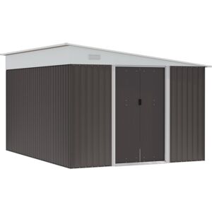 MHSTAR UK LTD Outsunny 11.3 x 9.2ft Garden Metal Storage Shed Outdoor Metal Tool House with Double Sliding Doors & 2 Air Vents, Grey