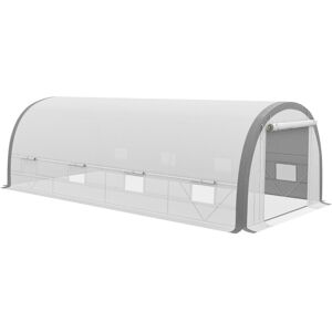 MHSTAR UK LTD Outsunny 6 x 3(m) Walk-in Polytunnel Greenhouse with Upgraded Structure, Zipped Roll Up Mesh Door, 8 Mesh Windows, Tunnel Warm House Tent with PE Cove