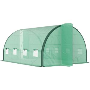 MHSTAR UK LTD Outsunny 4 x 3(m) Walk-in Polytunnel Greenhouse with Upgraded Structure, 2 Hinged Doors, 8 Mesh Windows, Tunnel Warm House Tent with UV-resistant PE C