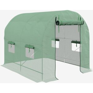 MHSTAR UK LTD Outsunny 2.5 x 2m Walk-In Polytunnel Greenhouse, with Steel Frame, PE Cover, Roll-Up Door and 4 Windows, Green