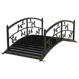 MHSTAR UK LTD Outsunny 1.2M Metal Garden Bridge with Safety Railings, Classic Retro Arc Footbridge with Vine Pattern, Small Decorative Pond Bridge for Creeks Stream