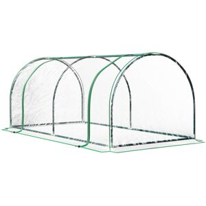 MHSTAR UK LTD Outsunny Tunnel Greenhouse Green Grow House for Garden Outdoor, Steel Frame, PE Cover, Transparent, 200 x 100 x 80cm