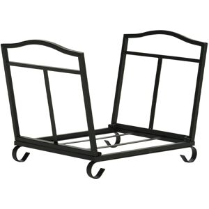 MHSTAR UK LTD Outsunny Firewood Log Rack Fireplace Log Holder Wood Storage Rack with Scrolls, Foldable Design, for Outdoor and Indoor Use, 48 x 34 x 37cm, Black Ind