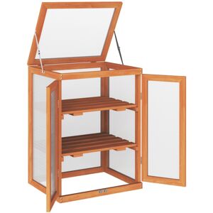 MHSTAR UK LTD Outsunny 3-tier Wood Greenhouse Garden Polycarbonate Cold Frame Balcony Grow House w/ Storage Shelf for Plants, Flowers, Orange