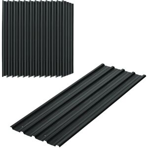 MHSTAR UK LTD Outsunny Corrugated Roofing Sheets, Pack of 12, Galvanised Metal Roofing Sheets for Greenhouse, Garage, Storage Shed, Carport, 129 x 45cm, Dark Grey