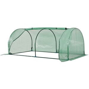 MHSTAR UK LTD Outsunny Tunnel Greenhouse Green Grow House for Garden Outdoor, Steel Frame, PE Cover, Green, 200 x 100 x 80cm