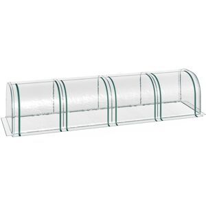 MHSTAR UK LTD Outsunny Mini Greenhouse, Small Polytunnel Green House with Zipped Doors, Steel Frame for Garden Backyard, 395 x 100 x 80cm, Clear