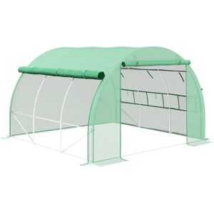 MHSTAR UK LTD Outsunny 3 x 3 x 2 m Polytunnel Greenhouse with Roll-up Side Walls, Walk-in Grow House Tent with Steel Frame, Reinforced Cover, Zipped Door and Window