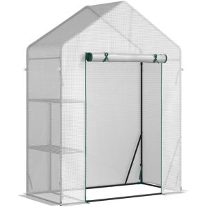 MHSTAR UK LTD Outsunny Greenhouse for Outdoor, Portable Gardening Plant Grow House with 2 Tier Shelf, Roll-Up Zippered Door, PE Cover, 143 x 73 x 195cm, Green
