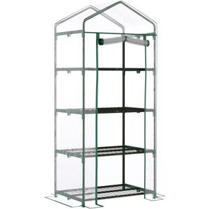 MHSTAR UK LTD Outsunny 4 Tiers Mini Portable Greenhouse Plant Grow Shed Metal Frame Transparent Clear Cover 160H x 70L x 50Wcm