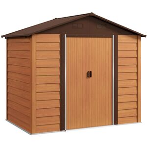 MHSTAR UK LTD Outsunny 8 x 6ft Metal Garden Shed, House Hut Gardening Tool Storage with Ventilations, Sliding Door, Sloped Roof and Foundation Kit for Garden, Patio