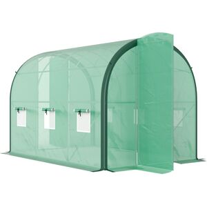 MHSTAR UK LTD Outsunny 3 x 2(m) Walk-in Polytunnel Greenhouse with Upgraded Structure, 2 Hinged Doors, 6 Mesh Windows, Tunnel Warm House Tent with UV-resistant PE C
