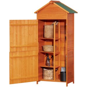 MHSTAR UK LTD Outsunny Wooden Garden Storage Shed, Utility Outdoor Storage Cabinet with 3 Shelves, Tilted-felt Roof, and Two Lockable Doors, 84 x 52 x 188cm - Orang